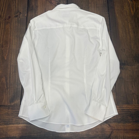 Brooks Brothers Fitted Stretch Classic White Pinstripe Button Down Women Size 4 - Picture 6 of 6